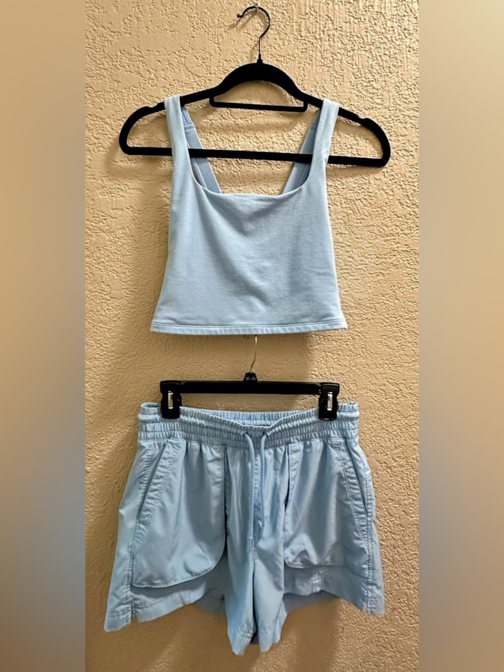 Old Navy Light Blue Bandeau Tank and Lounge Shorts Set